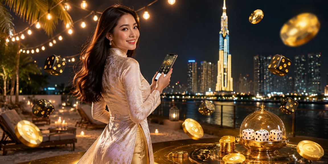 Người dùng TP. Hồ Chí Minh chơi tài xỉu trực tuyến với trang phục áo dài